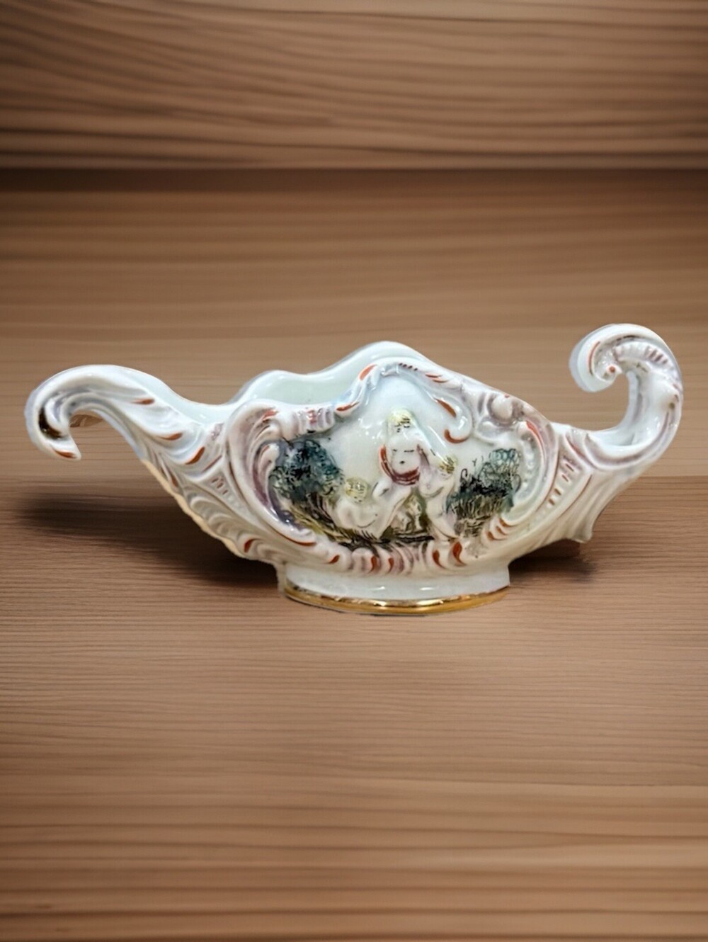 Vintage Italian R. Capodemonte  Hand-Painted Porcelain Trinket Bowl 3.25" T